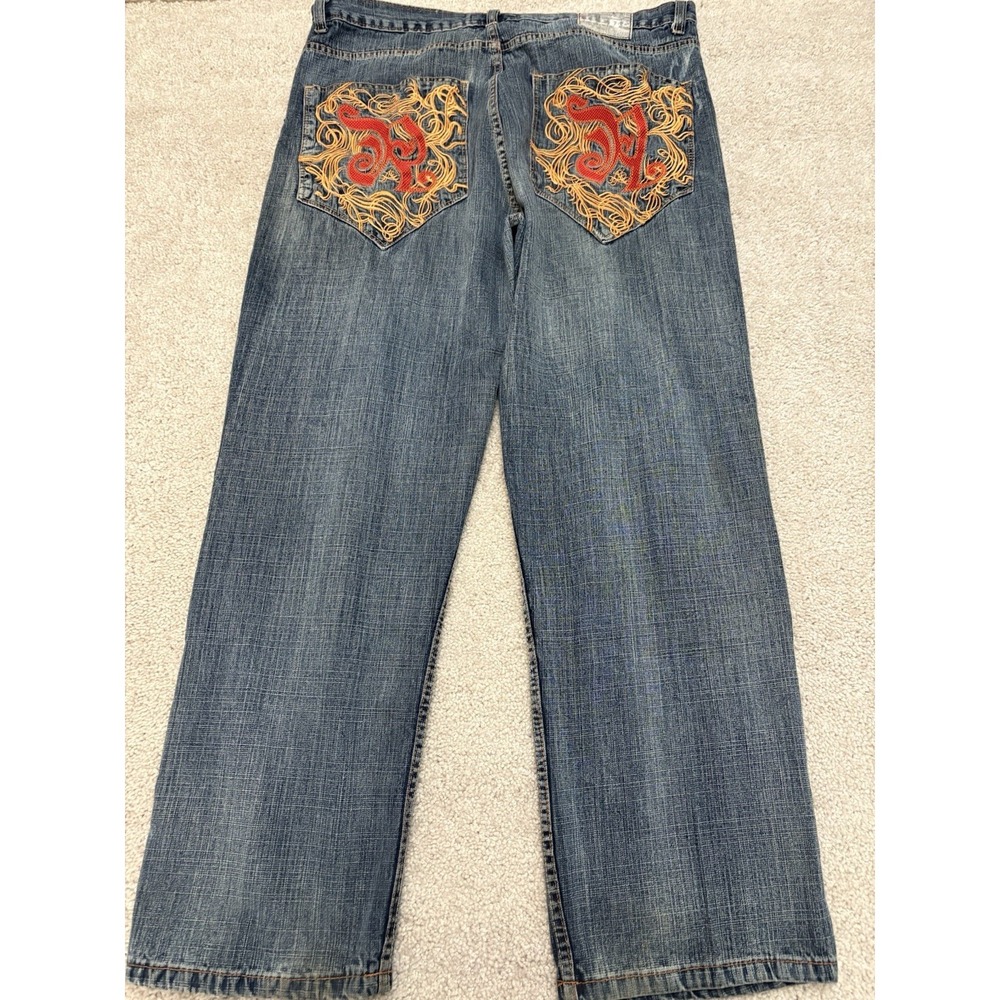 Vintage Y2K Red Ape Jeans Size 40 Embroidered Baggy Hip Hop Skater Grunge